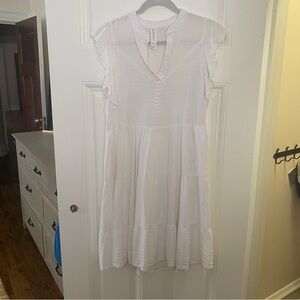anthropologie white midi dress